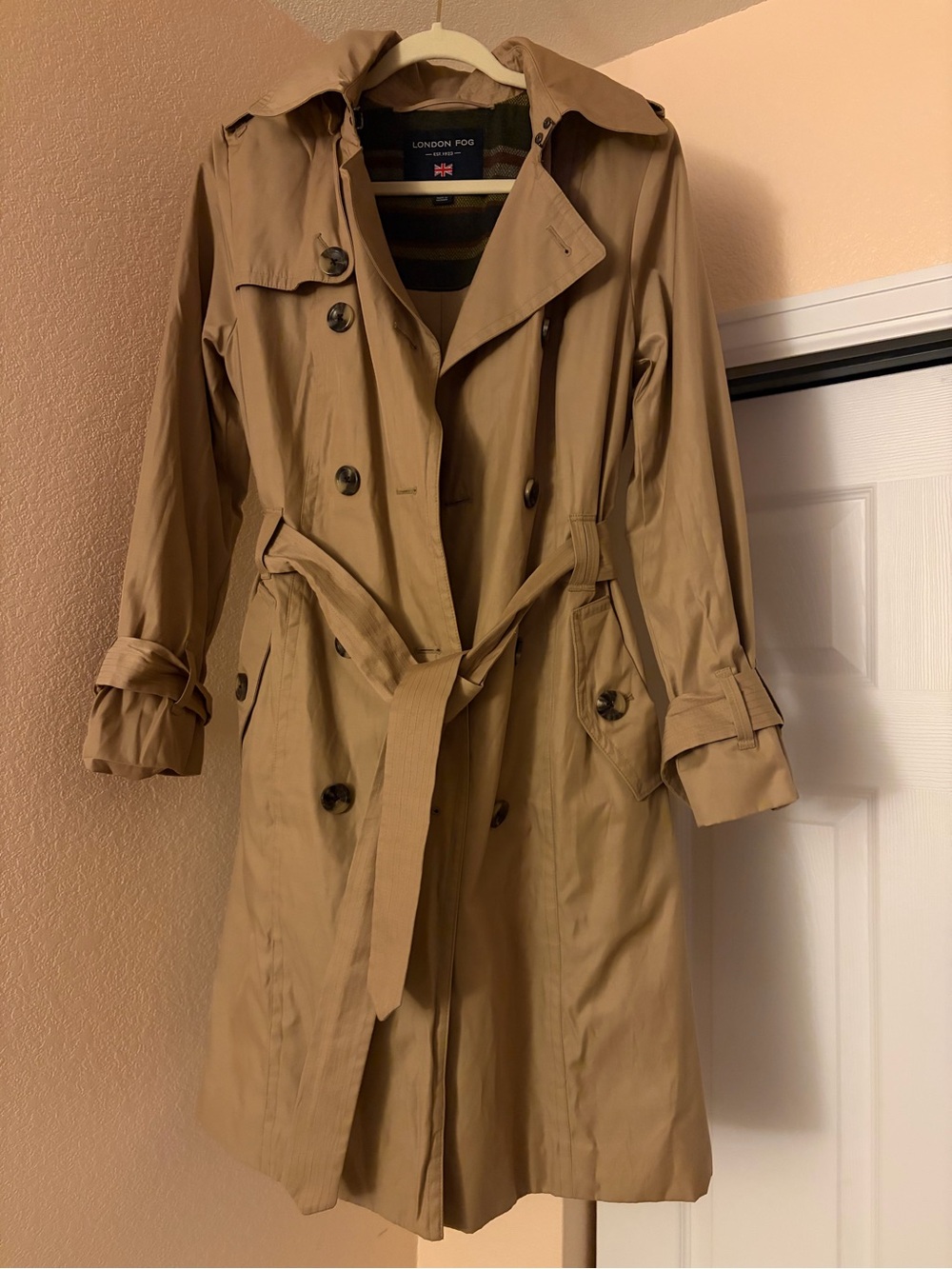 London Fog Khaki Trench Coat with Belt